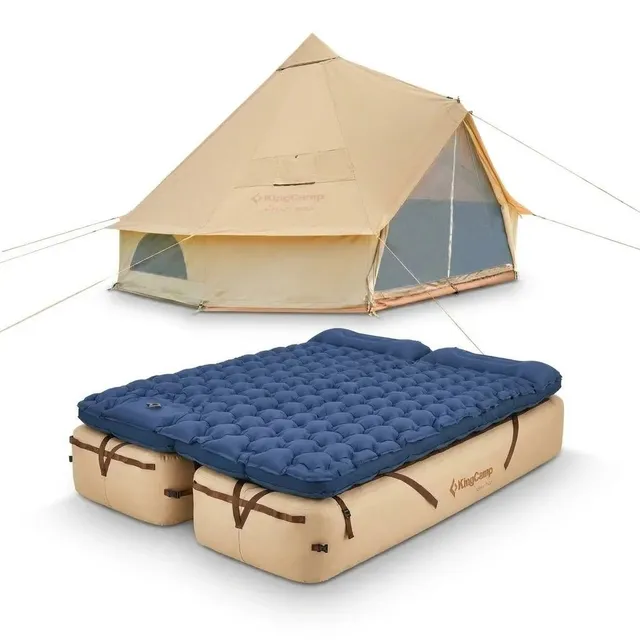kingcamp-glamping-bundle-tente-cloche-khan-cadre-lit-double-oak-p10-matelas-doub image 1
