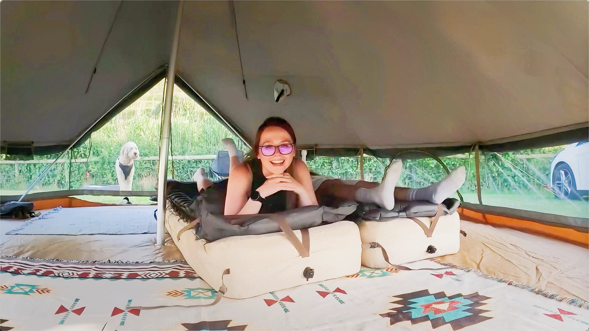 kingcamp-glamping-bundle-tente-cloche-khan-cadre-lit-double-oak-p10-matelas-doub image 3